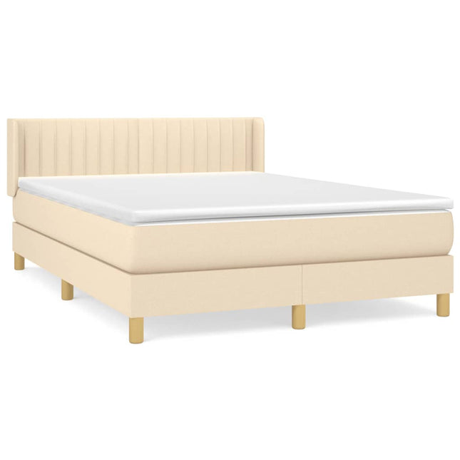 kontinentalseng med madras 140x190 cm stof cremefarvet