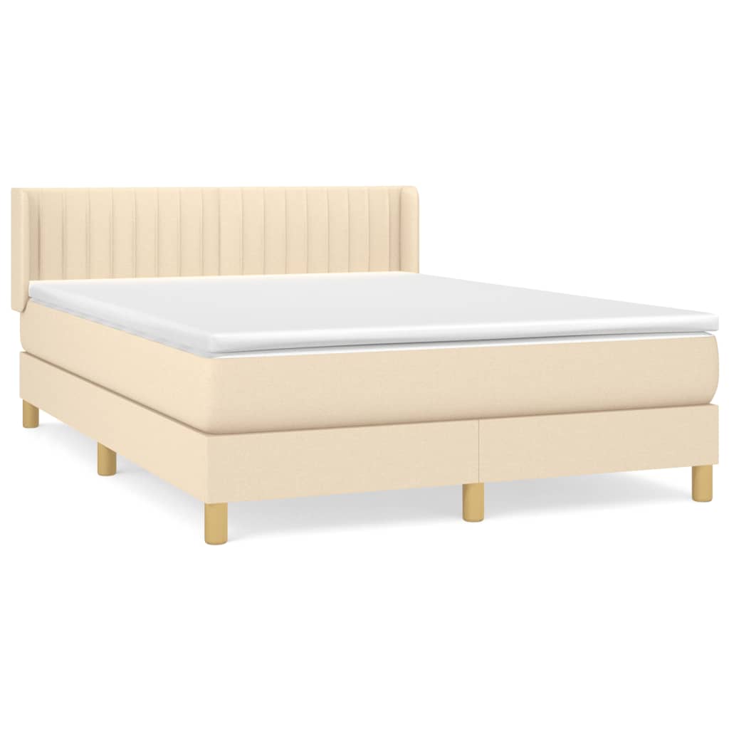 kontinentalseng med madras 140x190 cm stof cremefarvet
