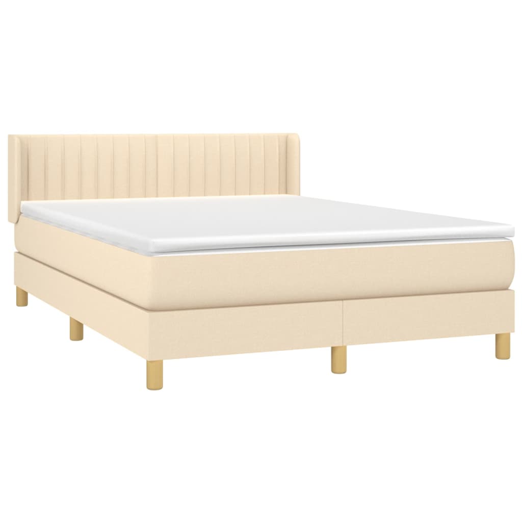kontinentalseng med madras 140x190 cm stof cremefarvet