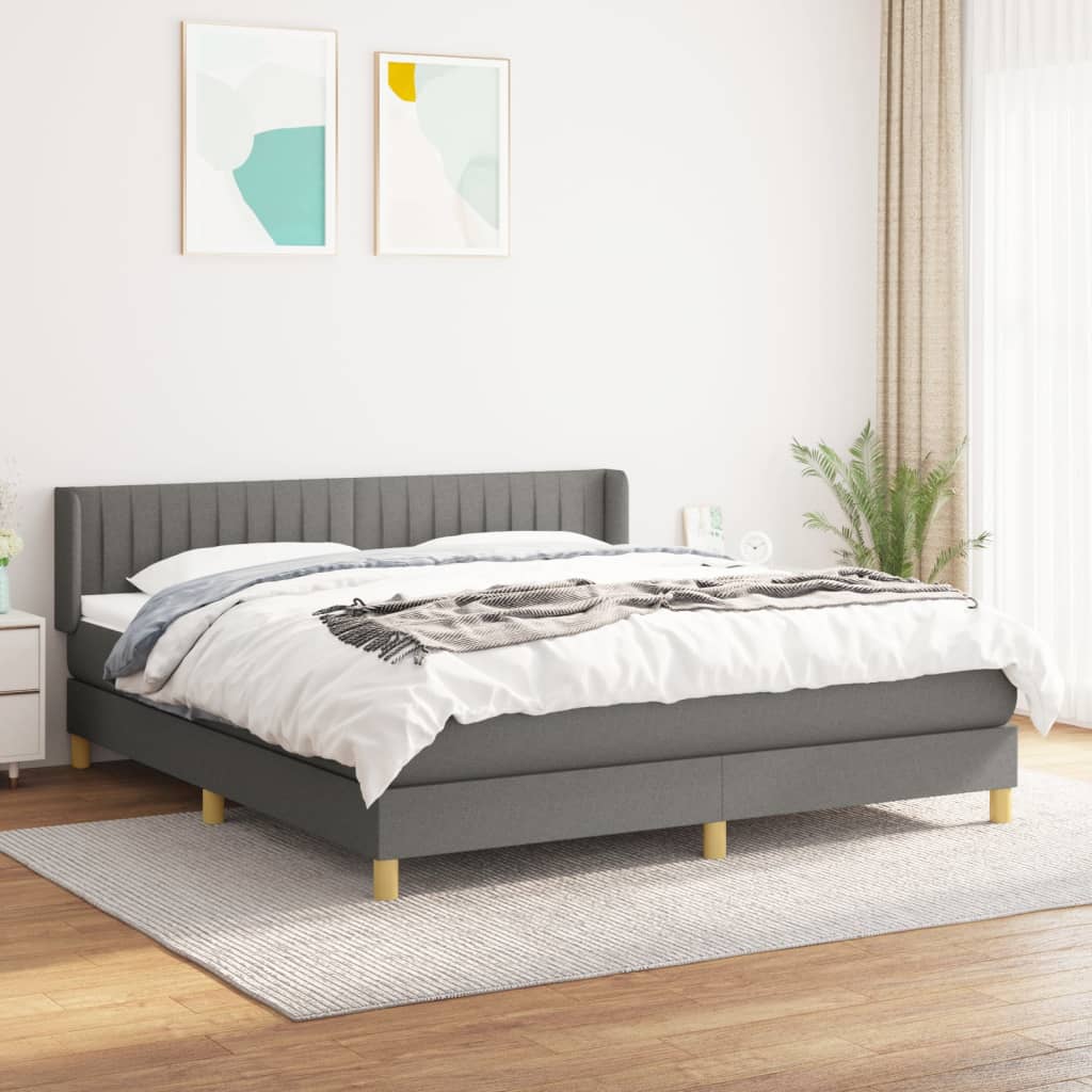 kontinentalseng med madras 180x200 cm stof mørkegrå
