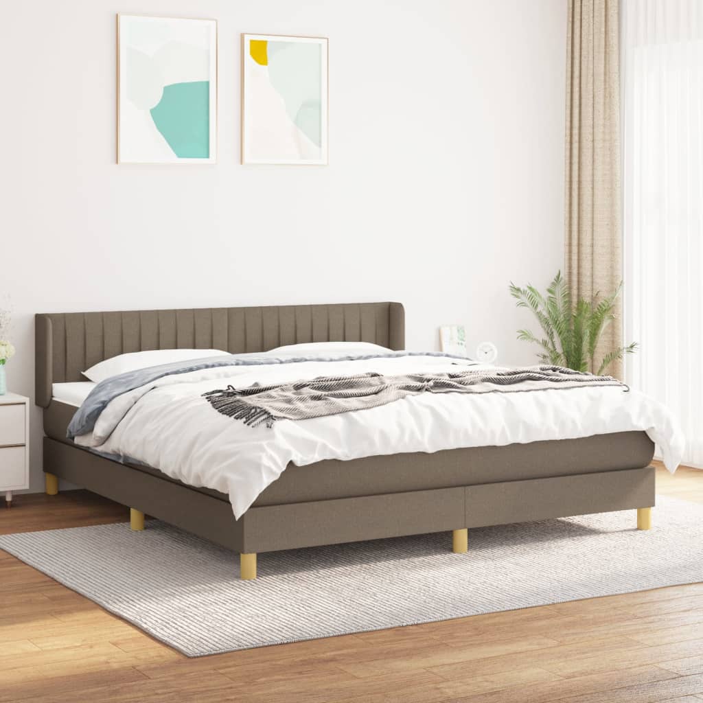 kontinentalseng med madras 200x200 cm stof gråbrun