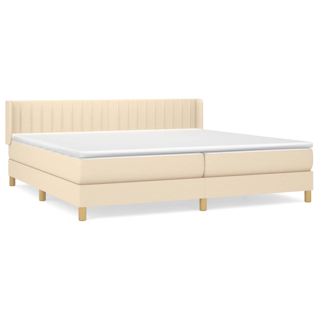 kontinentalseng med madras 200x200 cm stof cremefarvet