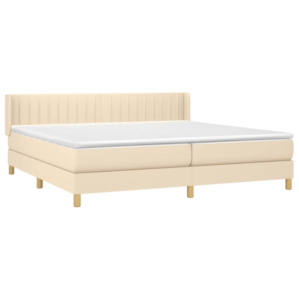 kontinentalseng med madras 200x200 cm stof cremefarvet