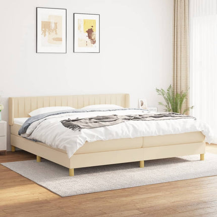 kontinentalseng med madras 200x200 cm stof cremefarvet