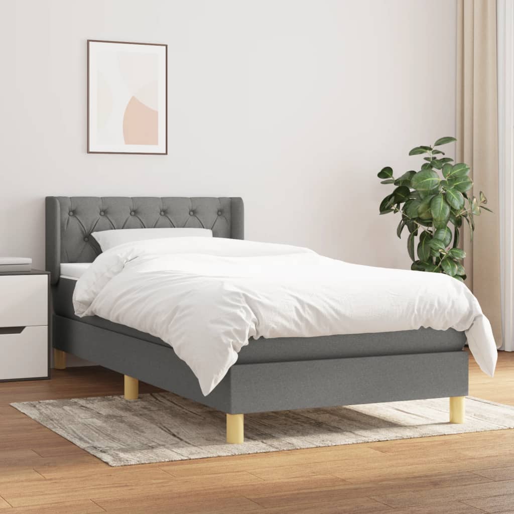 kontinentalseng med madras 80x200 cm stof mørkegrå