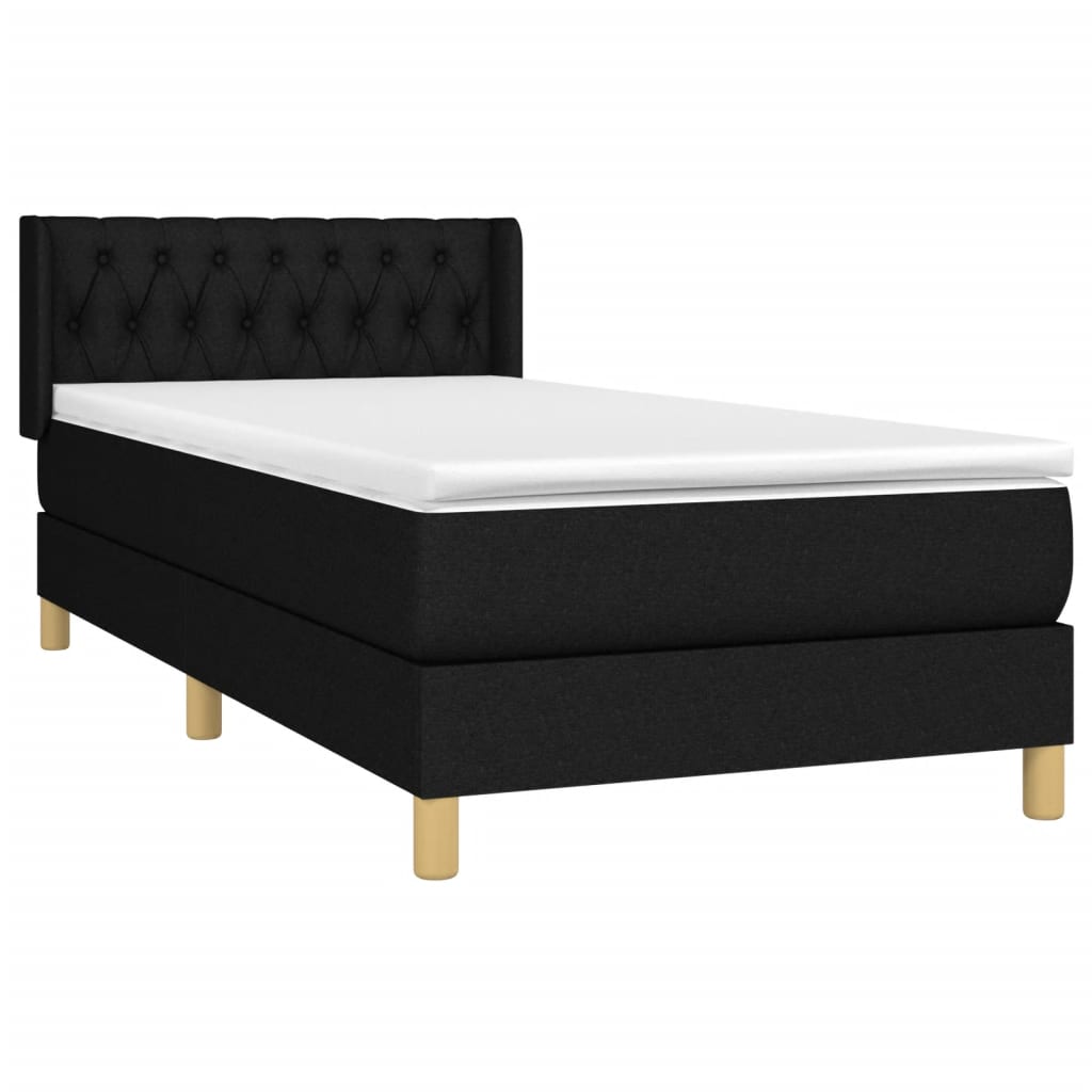 kontinentalseng med madras 90x190 cm stof sort