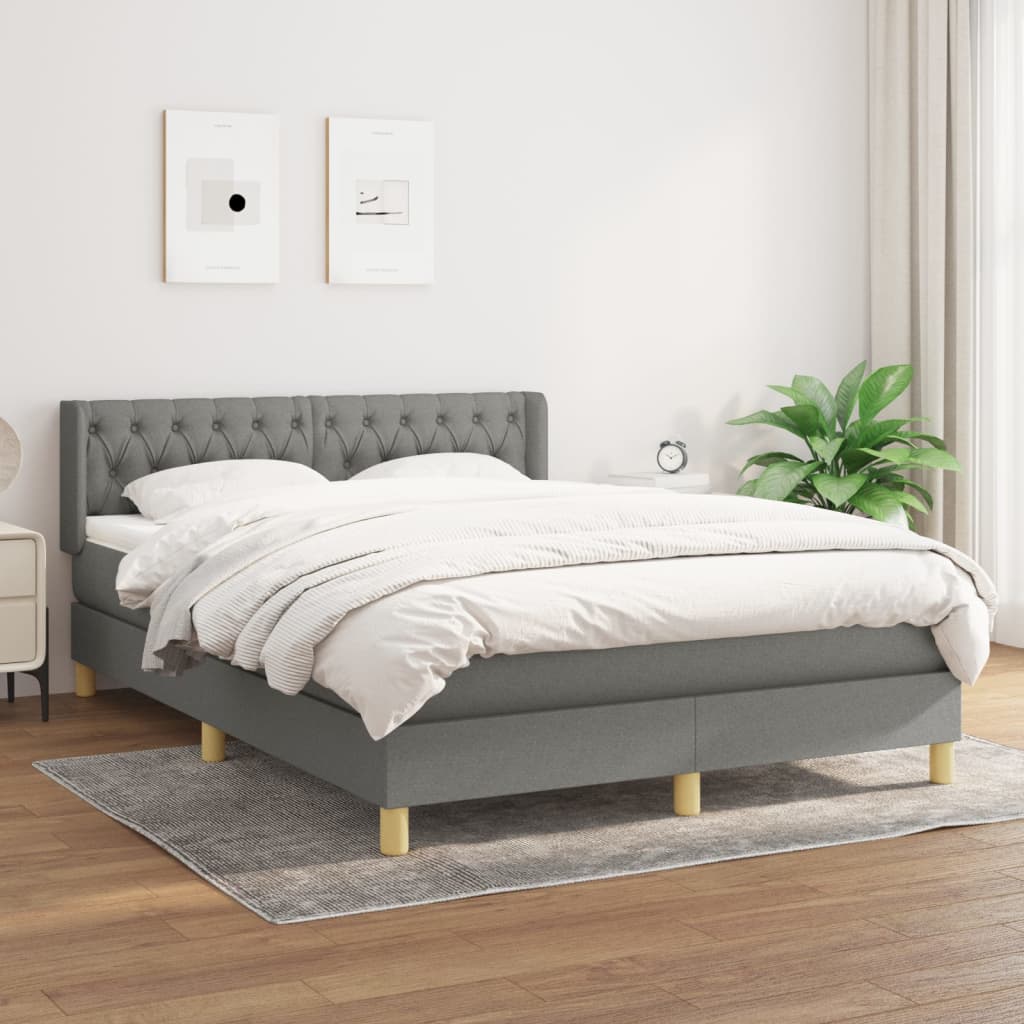 kontinentalseng med madras 140x190 cm stof mørkegrå