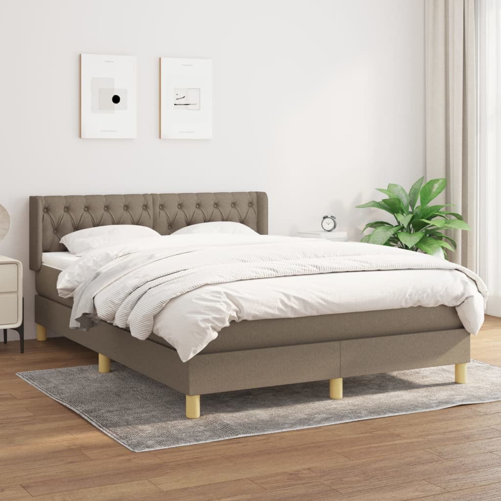 kontinentalseng med madras 140x190 cm stof gråbrun