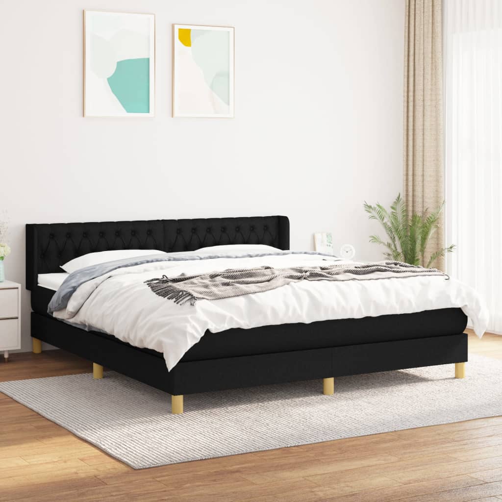 kontinentalseng med madras 180x200 cm stof sort