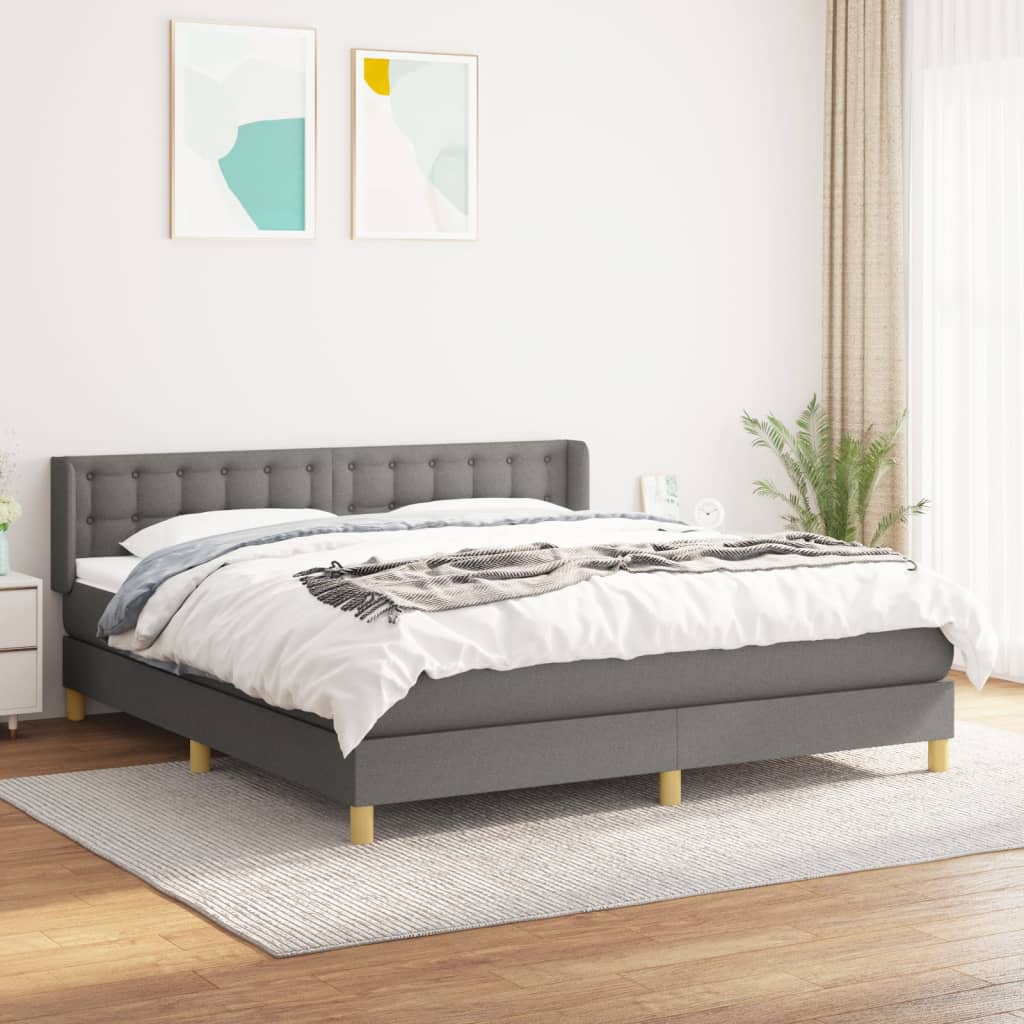 kontinentalseng med madras 180x200 cm stof mørkegrå