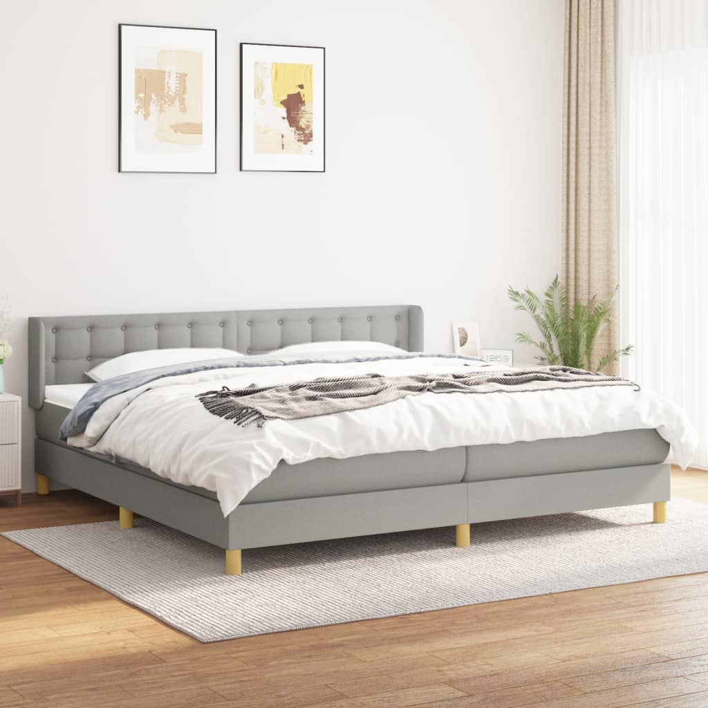 kontinentalseng med madras 200x200 cm stof lysegrå