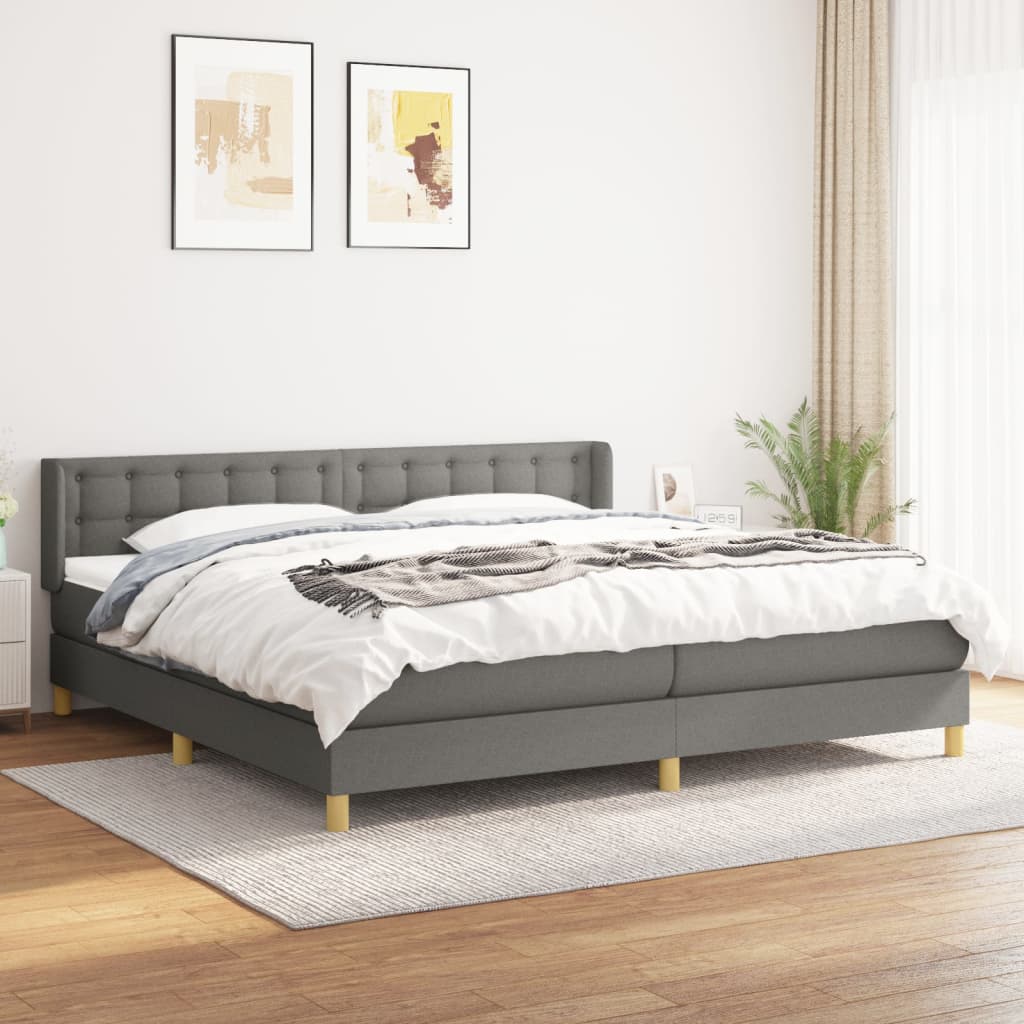 kontinentalseng med madras 200x200 cm stof mørkegrå