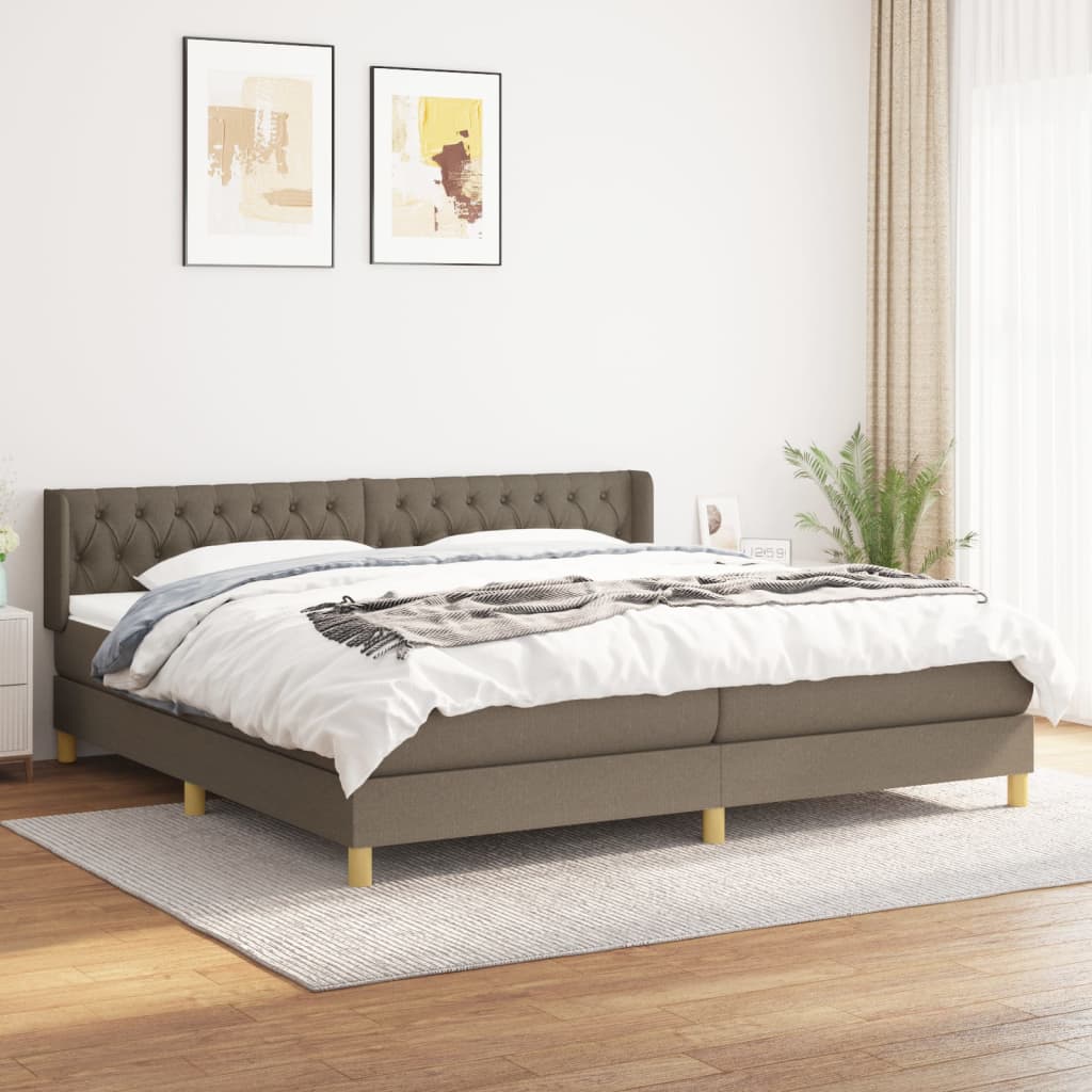 kontinentalseng med madras 200x200 cm stof gråbrun