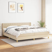 kontinentalseng med madras 200x200 cm stof cremefarvet