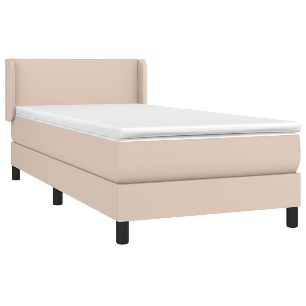 kontinentalseng 80x200 cm kunstlæder cappuccinofarvet