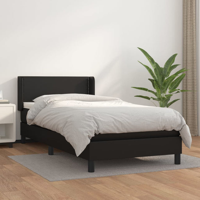 kontinentalseng med madras 90x190 cm kunstlæder sort