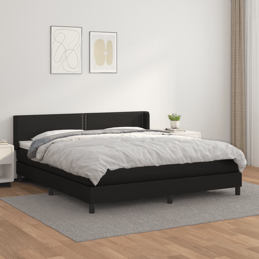 kontinentalseng med madras 180x200 cm kunstlæder sort