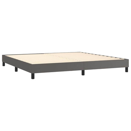 kontinentalseng med madras 200x200 cm kunstlæder grå