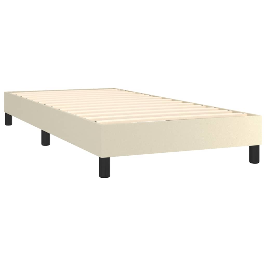 kontinentalseng med madras 90x200 cm kunstlæder cremefarvet