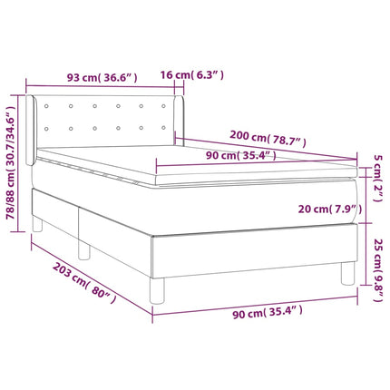 kontinentalseng 90x200 cm kunstlæder cappuccinofarvet