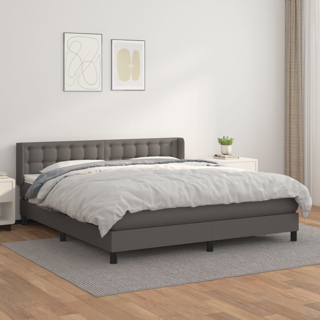 kontinentalseng med madras 180x200 cm kunstlæder grå