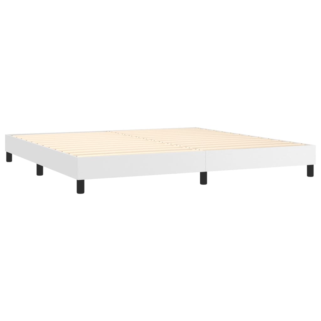 kontinentalseng med madras 200x200 cm kunstlæder hvid