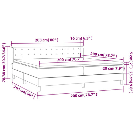 kontinentalseng med madras 200x200 cm kunstlæder grå