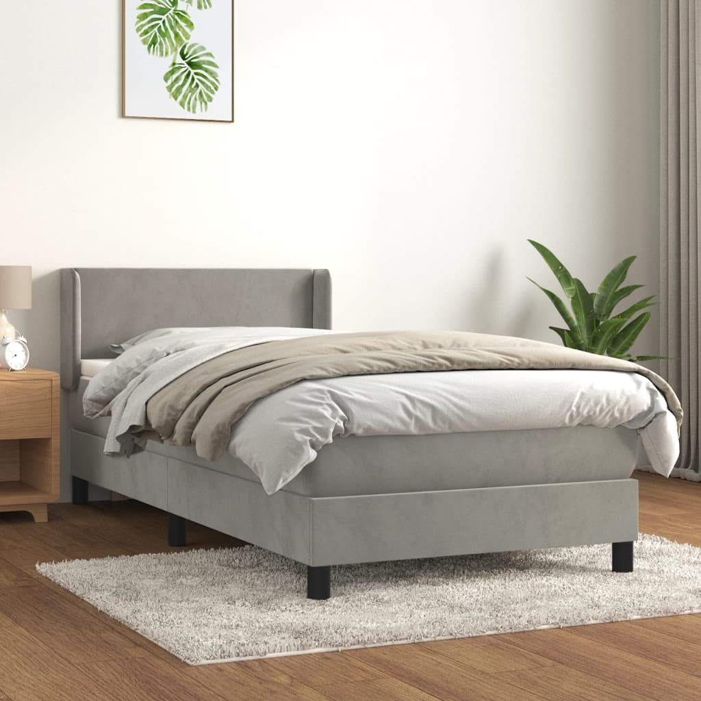 kontinentalseng med madras 80x200 cm fløjl lysegrå
