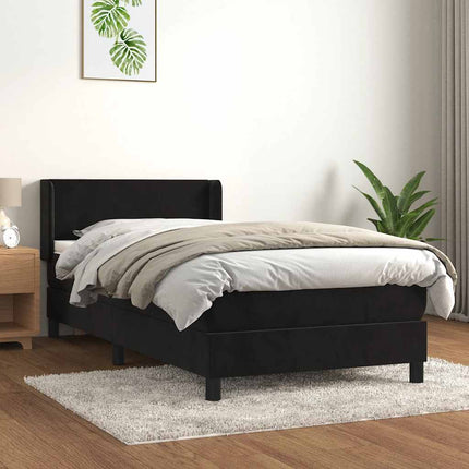 kontinentalseng med madras 90x190 cm fløjl sort