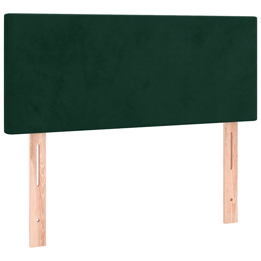 kontinentalseng med madras 90x200 cm fløjl mørkegrøn