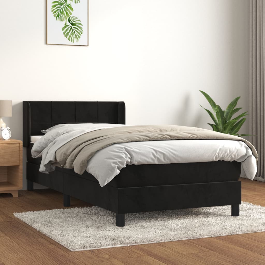 kontinentalseng med madras 100x200 cm fløjl sort