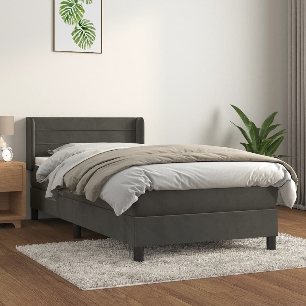 kontinentalseng med madras 80x200 cm fløjl mørkegrå