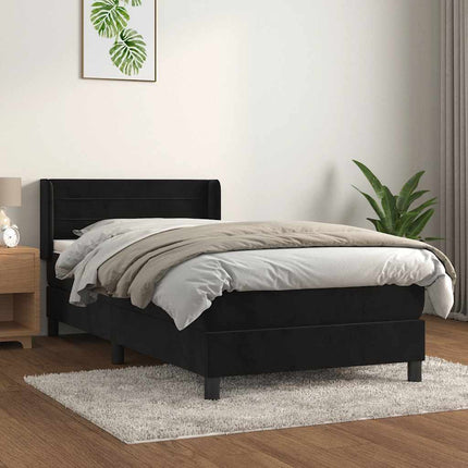 kontinentalseng med madras 80x200 cm fløjl sort