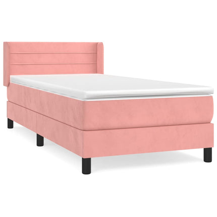 kontinentalseng med madras 90x190 cm fløjl pink