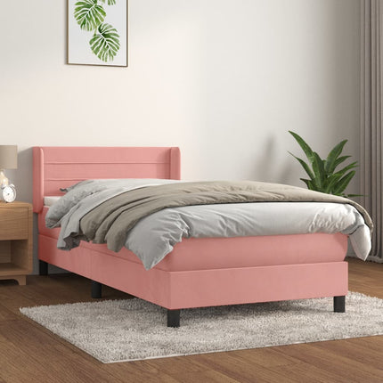 kontinentalseng med madras 90x190 cm fløjl pink
