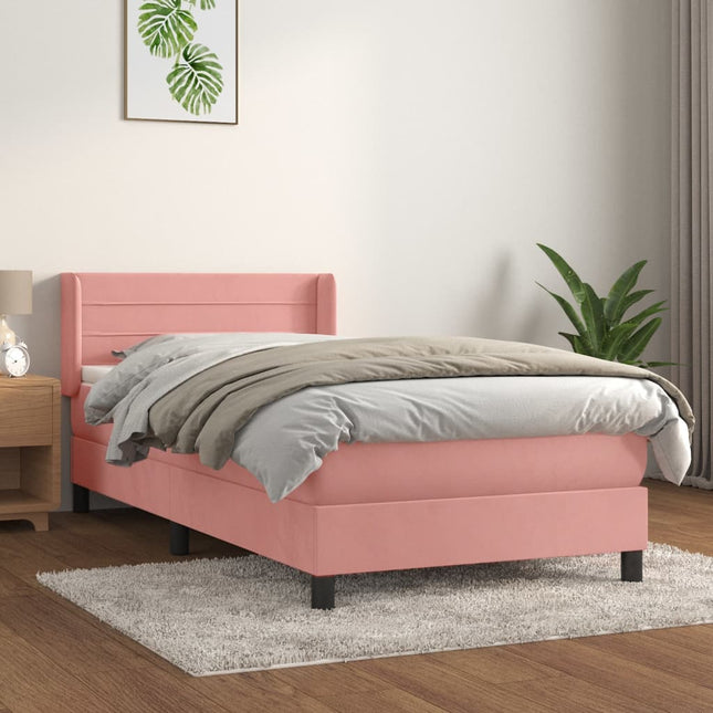 kontinentalseng med madras 90x190 cm fløjl pink
