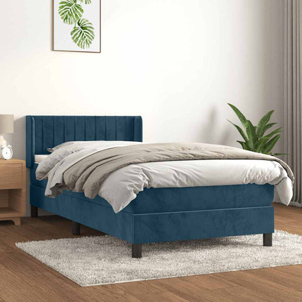 kontinentalseng med madras 80x200 cm fløjl mørkeblå