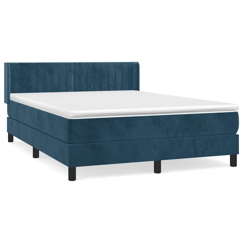 kontinentalseng med madras 140x200 cm fløjl mørkeblå