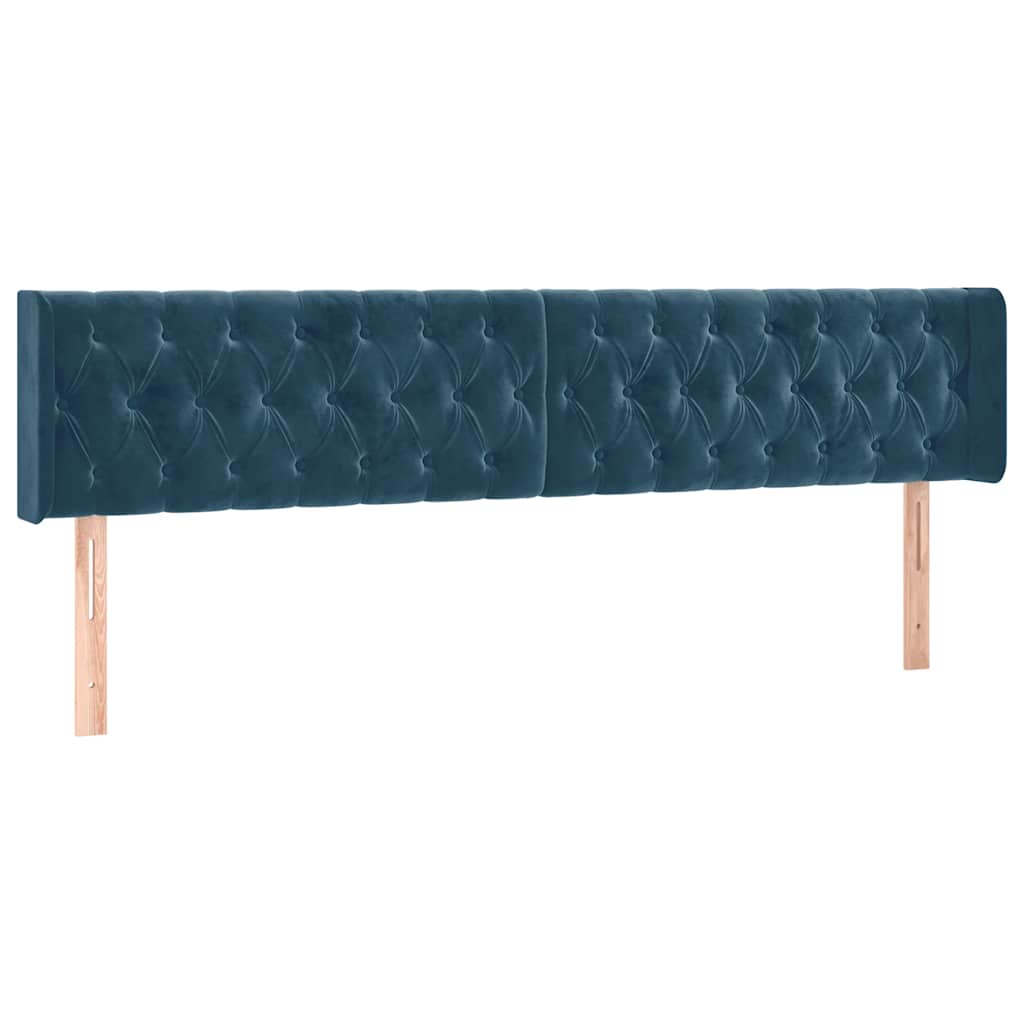 kontinentalseng med madras 200x200 cm fløjl mørkeblå