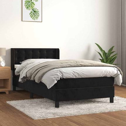 kontinentalseng med madras 80x200 cm fløjl sort