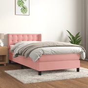 kontinentalseng med madras 90x190 cm fløjl pink