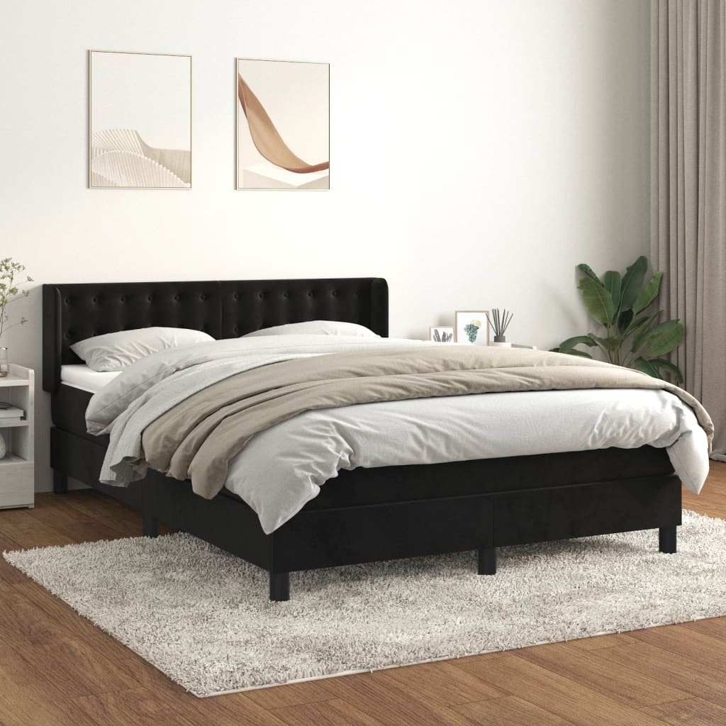 kontinentalseng med madras 140x190 cm fløjl sort