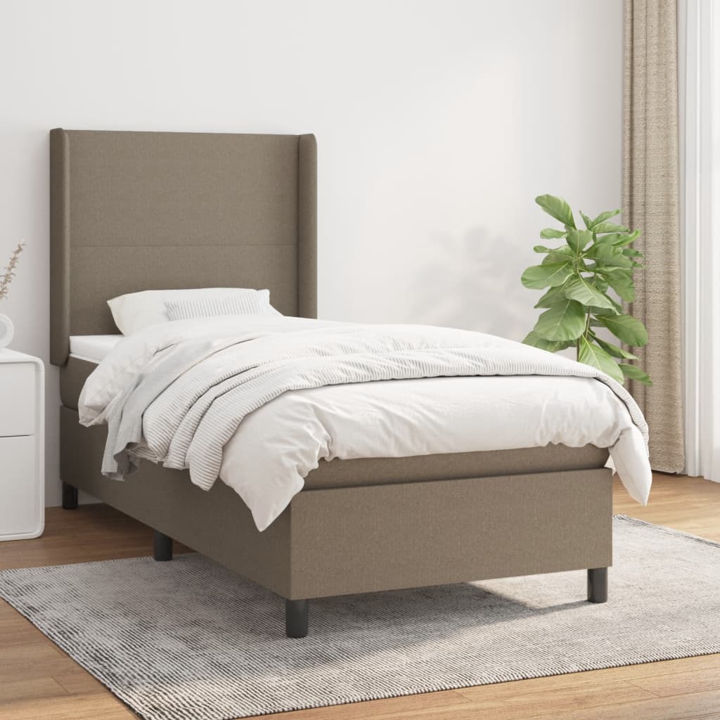 kontinentalseng med madras 90x190 cm stof gråbrun