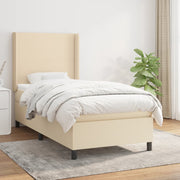 kontinentalseng med madras 90x190 cm stof cremefarvet