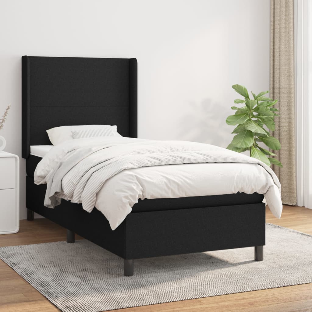 kontinentalseng med madras 90x200 cm stof sort