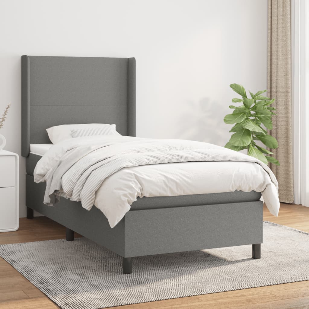 kontinentalseng med madras 100x200 cm stof mørkegrå