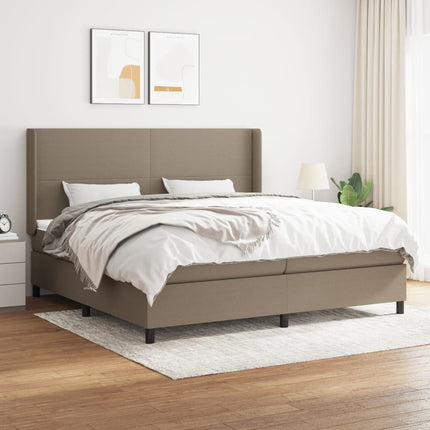 kontinentalseng med madras 200x200 cm stof gråbrun
