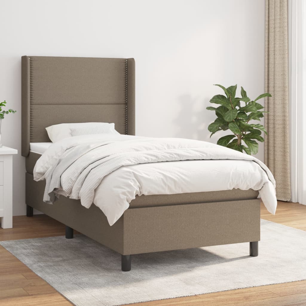 kontinentalseng med madras 90x190 cm stof gråbrun