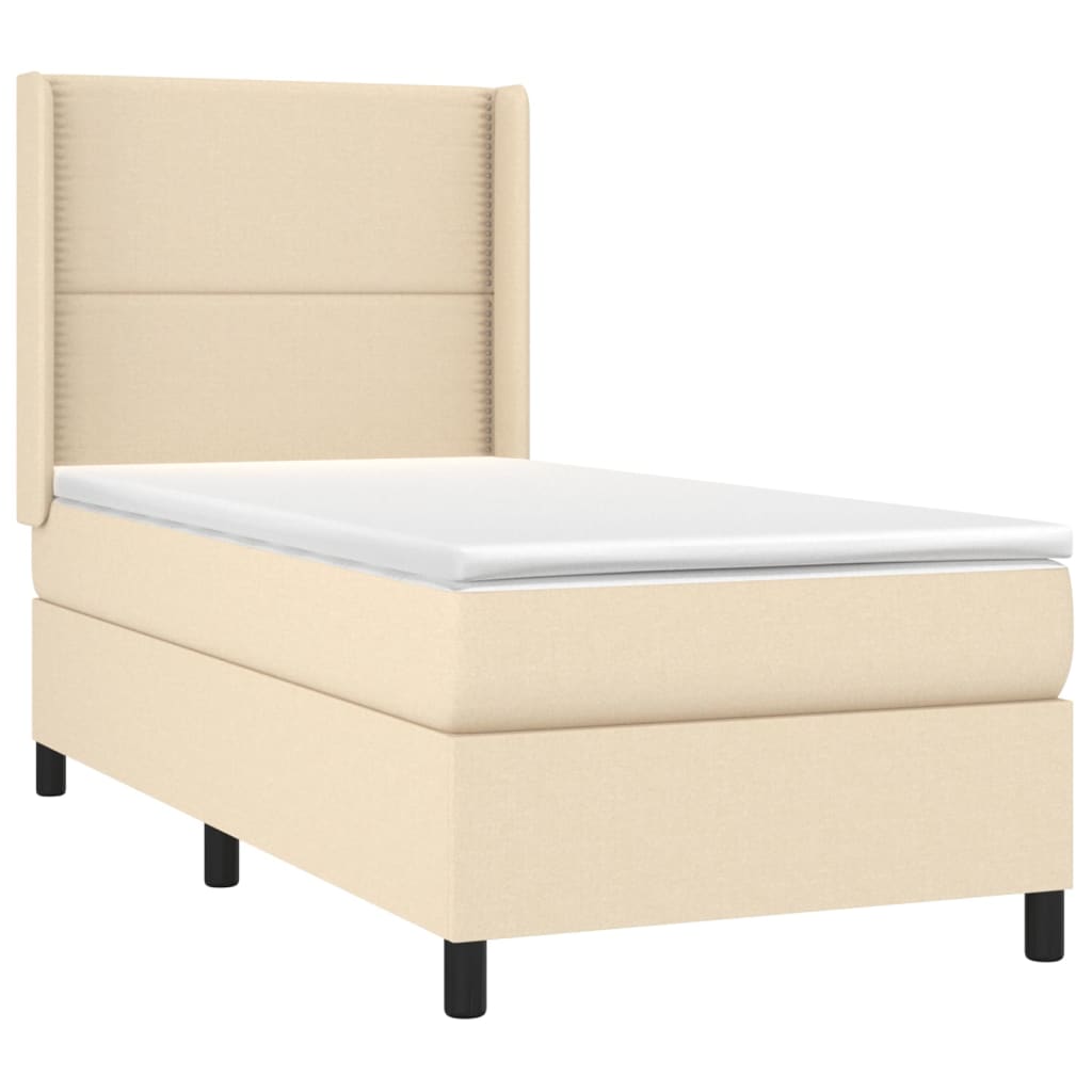 kontinentalseng med madras 90x190 cm stof cremefarvet