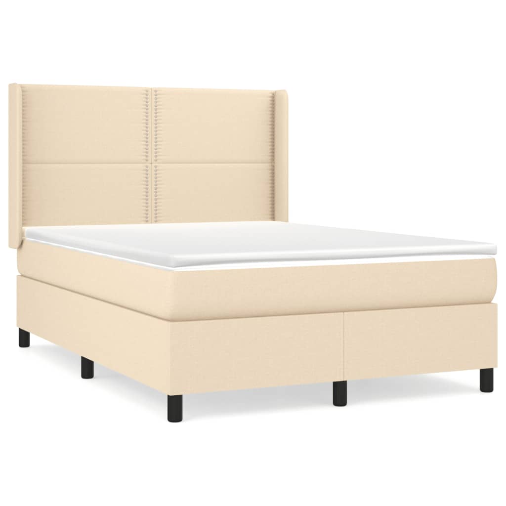 kontinentalseng med madras 140x190 cm stof cremefarvet